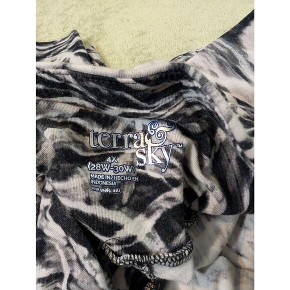 Terra & Sky Womens Pants Plus Size 4X 28w 30w Stretch PullOn Black Marbled Swirl - Picture 3 of 3